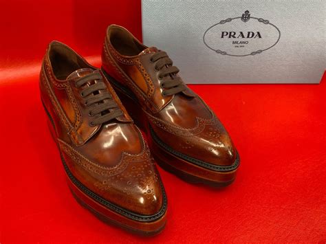 prada wingtip metallic leather brogues|Brushed Leather Derby Brogue Shoes .